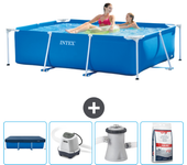 Paquete de piscina - intex - rectángulo - 220x150x60 cm + accesorios cb53