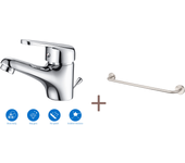 Auralum max mezclador lavabo monoagujero con tirador de vaciado,bonde incluido, cromado+60cm toallero baño autoadhesivo o perforación de inox 304