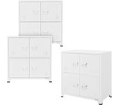 3x archivador de oficina armario metal blanco con 2 compartimentos 75x40x80,5cm