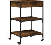 Carrito de cocina，estantería de cocina, carrito de servir madera ingeniería roble ahumado 60x48x89,5 cm cfw86831