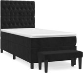 Cama somier tapizada con colchón de terciopelo negro 90x200 cm
