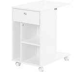 Mesa auxiliar mesa de centro con 3 estantes y 1 cajón armario de almacenamiento para oficina con 4 ruedas blanco 50 x 36 x 62 cm fbt148-w sobuy es