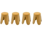 Taburetes apilable de borreguito texturizado, set de 4, niki, mostaza, 44x30x46 cm