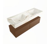 Mondiaz alan-dlux 130cm mueble de baño rust 2 cajones. con lavabo cloud doble sin orificios color frappe
