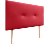 Dhome cabecero de polipiel liso con botones y patas tapizado de alta gama cabezal lujo cama dormitorio moderno acolchado (rojo, 105cm)