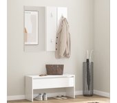 Vidaxl set de muebles de recibidor madera contrachapada blanco brillo