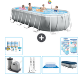 Paquete de piscina - intex - oval - 610x305x122 cm + accesorios cb41