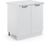 Vicco armario bajo para fregadero fame-line, blanco casa de campo, 80 cm , et mármol