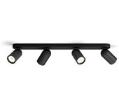 Regleta philips pongee negro 4 luces