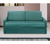 Sofá-cama de 3 plazas con apertura exprés de terciopelo calife - verde menta - cama de 140 cm - colchón de 18 cm