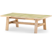 Mesa baja jardin 125x65 de madera y ceramica verde claro - bisbal