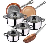 Bateria de cocina 8 piezas san ignacio dina de acero inoxidable con juego de sartenes (20/24/28 cm) bergner professional chef copper plus en aluminio