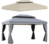 Conjunto de cenador outsunny poliéster gris y beige 290x390x280 cm
