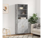 Aparador alto | aparador de comedor | armario de cocina madera contrachapada gris hormigón 69,5x34x180 cm cfw22931