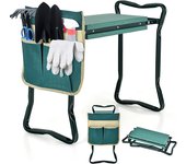 Costway 2 en 1 asiento con bolsa taburete plegable, banco de jardín portátil para arrodillarse y sentarse, asientos de jardinería con cojín grueso, so