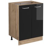 Vicco mueble bajo de cocina r-line, negro brillo intenso, 60 cm sin encimera