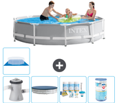 Paquete de piscina - intex - alrededor - 305x305x76 cm + accesorios a1982