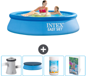 Paquete de piscina - intex - alrededor - 244x244x61 cm + accesorios cb100