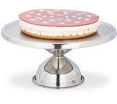 Relaxdays soporte para tartas, redondo, con pie, expositor de postres, acero inoxidable, 15x32,5 cm, plateado
