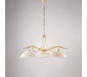 Dallas - lámpara de araña marfil con efecto decapé y oro antiguo, cristal blanco, 8 luces