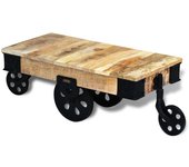 Mesa de centro con ruedas madera de mango rugosa
