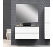 Conjunto de baño blaze | 90 cm blanco| dos cajones | lavabo sobre encimera | espejo no incluido | mueble montado | alday