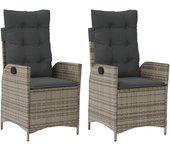 2 uds sillones reclinable jardín | silla de exterior | sillon y cojines ratán sintético gris cfw53552