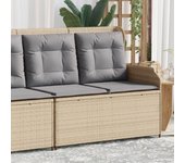 Banco de jardín reclinable con cojines de resina tejida en color beige