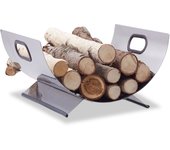Relaxdays cesta de leña con asas, acero inoxidable, gris, 19 x 37 x 33 cm