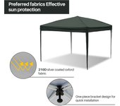 Carpa party pérgola de jardín 3x3m gris sin paredes laterales protección uv para uso exterior, camping