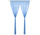 Vidaxl cortina de macramé algodón azul 140x240 cm