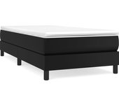 Cama con somier tapizado y colchón de polipiel negra 90x190 cm
