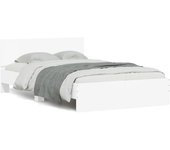 Cama matrimonial | cama para adultos | estructura de cama con cabecero blanca 135x190 cm cfw189777