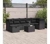 Conjunto de muebles de jardín vidaxl de 8 piezas con cojines negros de mimbre