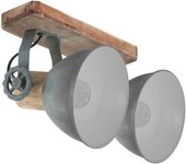 Mexlite - foco - gearwood - gris - metal madera de caucho - foco de superficie - e27 - 7969gr