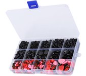2575 piezas de ojos y narices de plástico para muñecas, caja de almacenamiento