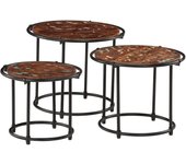 Mesas nido 3 piezas de madera maciza recuperada