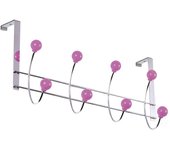 Percha sobre puerta cromada - bolas moradas 370x190mm