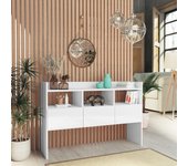 Aparador | aparador de comedor | armario de cocina de madera contrachapada blanco brillante 105x30x70 cm cfw64991
