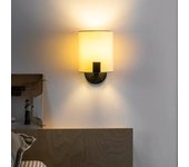 Faro nila aplique con pantalla negro mate con pantalla blanco roto