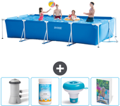 Paquete de piscina - intex - rectángulo - 450x220x84 cm + accesorios cb104