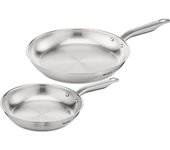 Tefal e492s2 virtuoso - set di 2 padelle | 24 + 28 cm | acciaio inossidabile di alta qualità | non sigillato | finitura spazzolata | adatto a induzio