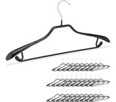 Relaxdays pack de 30 perchas ropa antideslizantes para trajes con barra, metal y pvc, negro, 45 cm