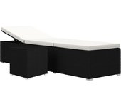 Tumbona de jardín | tumbona de exterior | silla con cojín y mesita ratán sintético crema cfw599120