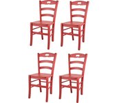 Tommychairs - set 4 sillas cocina savoie en madera de haya color anilina roja y asiento en madera