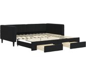 Sofá cama nido con cajones terciopelo negro 100x200 cm