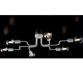 Plafoniera industrial 6 luci ferro bianco e argento serie loft