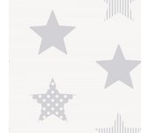 Papel de pared kids @ home superstar plateado y blanco