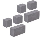 Set de 6 piedras para limpieza de barbacoas, pómez para parrilla y horno, 2 tamaños, reutilizables, ladrillos bbq, gris
