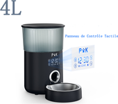 Lcd dispensador de croquetas 4l gatos/perros dispensador automático de alimentos con bol inox función de registro 5 comidas por día,negro
